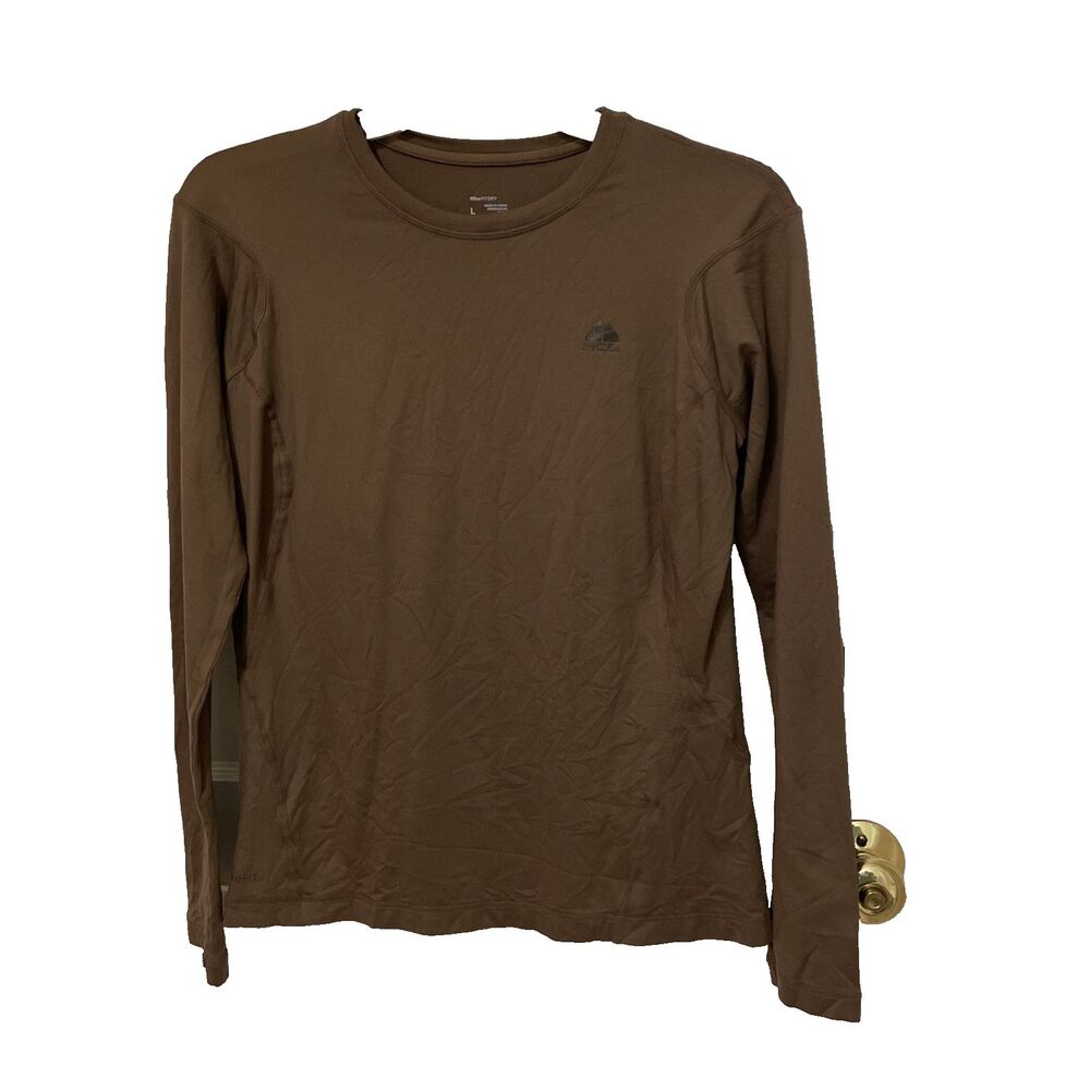 Nike ACG Women's L Brown Dri-Fit Long Sleeve Performance Shirt Hiking Gorpcore